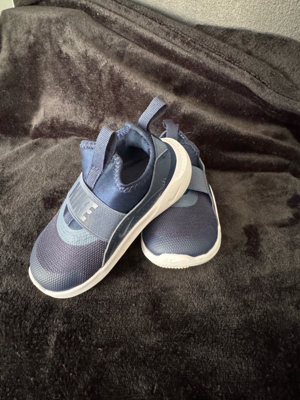 Nike Kids Navy and White Slip-On Athletic Sneakers